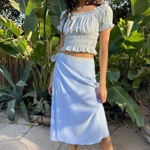 Lisa Says Gah! Carrie Wrap Skirt Blue/Fern Gingham